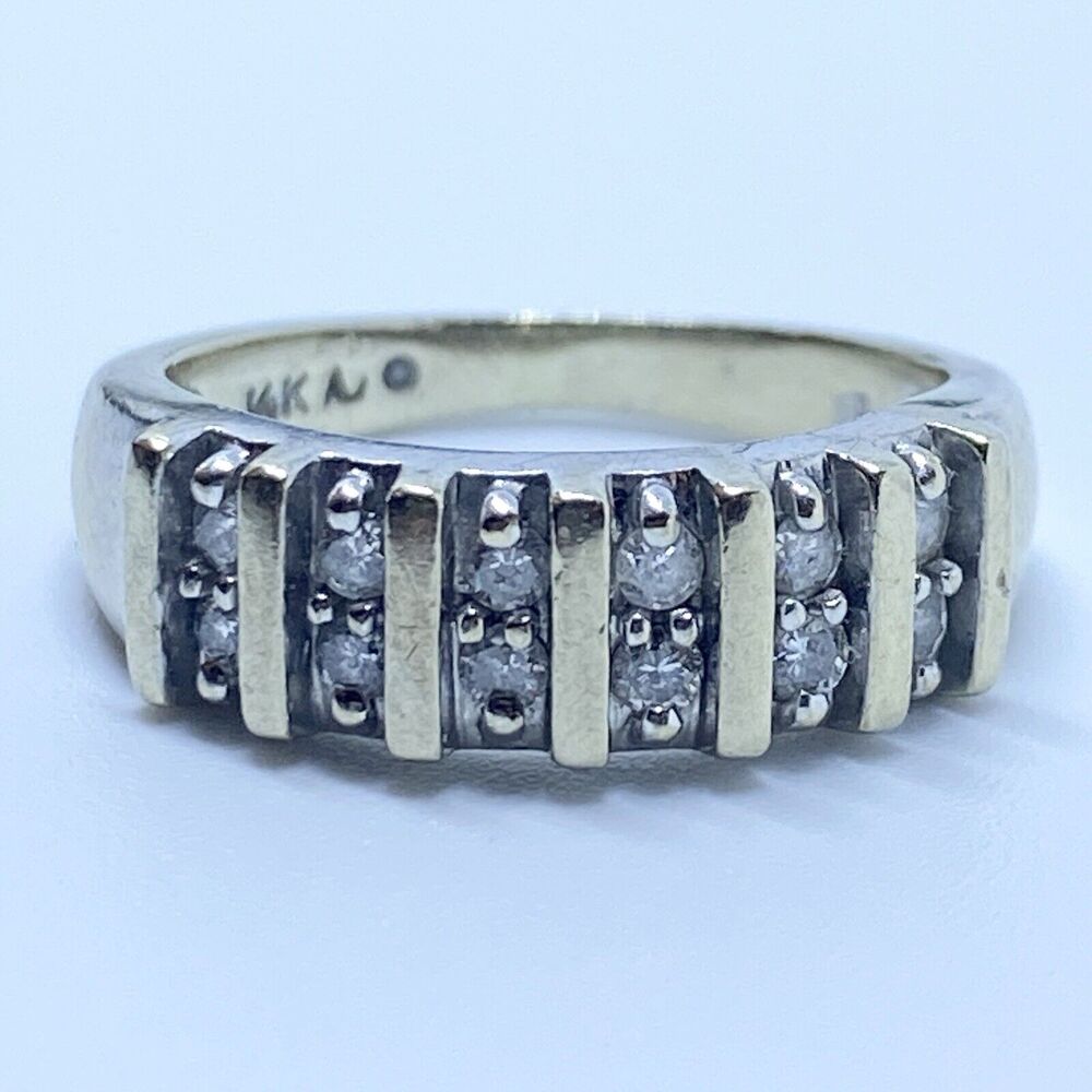 Vintage SIGNED Alwand Vahan Solid Yellow Gold .25 CT DIAMOND RING SIZE 5.5